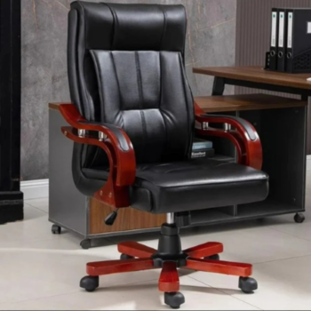 Executive Office Chair with Wooden Arms