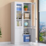 2-Door Metallic Half Glass Filing Cabinet