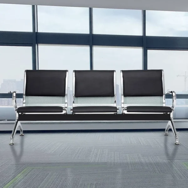 3-Link Leather Padded Waiting Bench